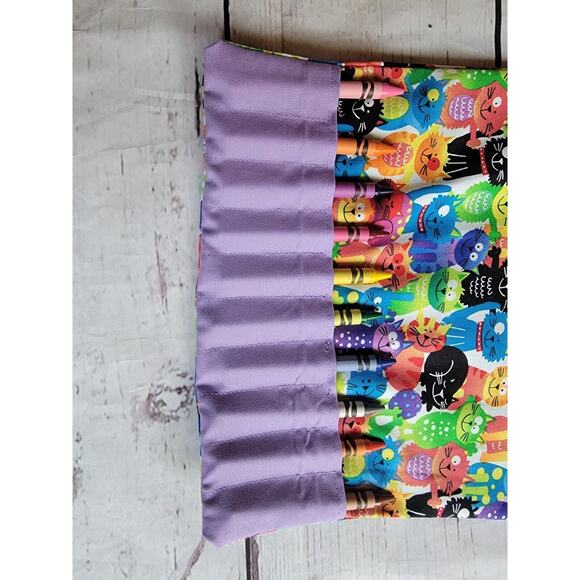 Handmade Colorful Cat Crayon Holder Tote Coloring Bag childrens travel bag - Picture 2 of 8